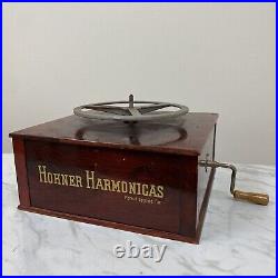 Rare Antique Hohner Harmonicas Hand Crank Rotating Store Window Display Stand