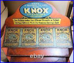 Rare Antique Knox Sparkling Gelatine Heavy Steel Store Display Rack & 1933 Book