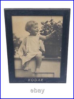 Rare Antique Kodak Store Display Framed Black White Print Advertisement Toddler