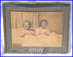Rare Antique Kodak Store Display Framed Print Advertisement Sibling Toddlers