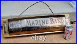 Rare Antique M. Hohner Store Display Marine Band Harmonica A440 Advertising