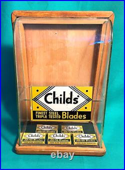 Rare Antique Original CHILDS' RAZOR BLADE SM ADV COUNTER TOP STORE DISPLAY CASE