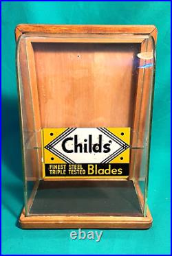 Rare Antique Original CHILDS' RAZOR BLADE SM ADV COUNTER TOP STORE DISPLAY CASE