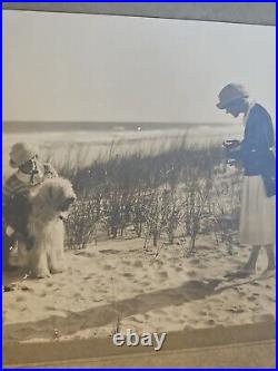 Rare Antique Store Display photo Take a Kodak with you DOG Beach B&W advertising