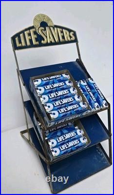 Rare Antique Vintage Life Savers Candy Store Countertop Display Shelf Folding