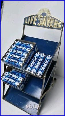 Rare Antique Vintage Life Savers Candy Store Countertop Display Shelf Folding