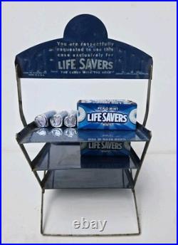 Rare Antique Vintage Life Savers Candy Store Countertop Display Shelf Folding