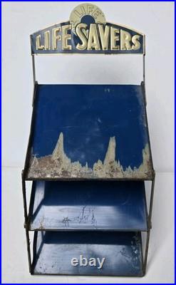 Rare Antique Vintage Life Savers Candy Store Countertop Display Shelf Folding