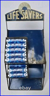 Rare Antique Vintage Life Savers Candy Store Countertop Display Shelf Folding