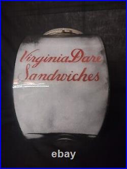 Rare Antique Virginia Dare Sandwich Glass Store Counter Display Advertising Jar