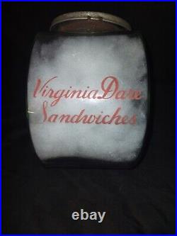 Rare Antique Virginia Dare Sandwich Glass Store Counter Display Advertising Jar