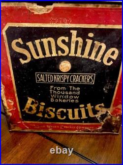 Rare Antique c. 1915 Loose Wiles Sunshine Biscuits Metal Store Display Box