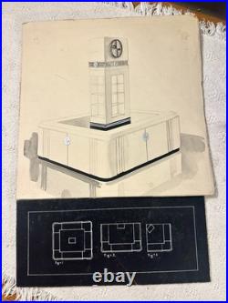 Rare Art Deco Daggett Ramsdell Retail Store Display Diagram Sketch Watercolor