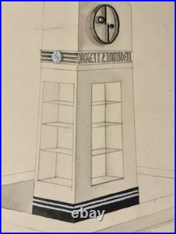 Rare Art Deco Daggett Ramsdell Retail Store Display Diagram Sketch Watercolor