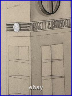 Rare Art Deco Daggett Ramsdell Retail Store Display Diagram Sketch Watercolor