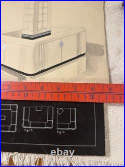 Rare Art Deco Daggett Ramsdell Retail Store Display Diagram Sketch Watercolor