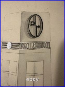 Rare Art Deco Daggett Ramsdell Retail Store Display Diagram Sketch Watercolor
