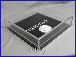 Rare CHANEL Lucite Black White Rose Store Display/Jewelry/Accessories Tray EXC