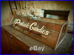 Rare Circa 1920-30's Parkside Candy Store Candy Display- 6 Bins- Rolled Glass