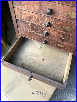 Rare Country Store Antique Brighton Silk Garter Wooden Display Cabinet