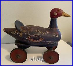 Rare Find Antique Red Goose Shoes Store Display Ride On Wooden Goose Toy