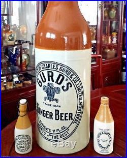Rare Gurd's Montreal Canada 30.1/4 Store Display Stoneware Ginger Beer Bottle