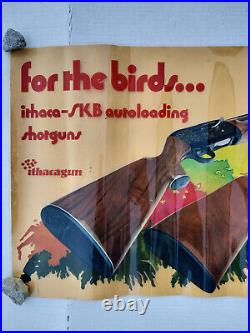 Rare Ithaca Gun For The Birds SKB Autoloading Shotguns Store Display Poster Vtg