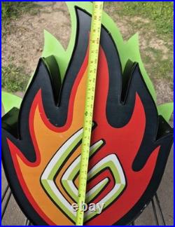 Rare LIGHT UP! Game Crazy Flame Sign Store Display Hollywood Video OUTDOOR