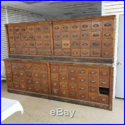 Rare Large Antique Vintage 1800's Oak Pharmacy Apothecary 2 Piece 10FT Cabinet