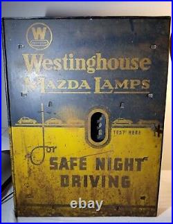 Rare Large Antique Westinghouse Mazda Lamps Car Bulbs Display Rack Tester Inside