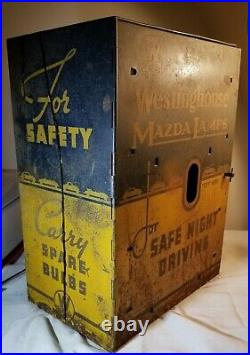 Rare Large Antique Westinghouse Mazda Lamps Car Bulbs Display Rack Tester Inside