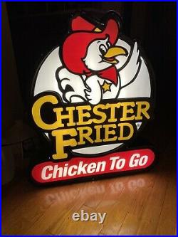 Rare Large Light Up Store Display Sign Chester Fried Chicken To Go 25 X 28