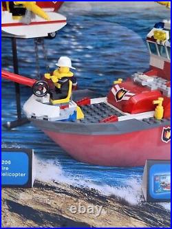 Rare Lego City Store Display 7206 7207 Fire Helicopter Fire Boat 23x15x12