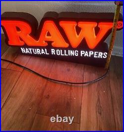 Rare Light Up Sign Raw Rolling Papers Advertisement Store Display Free Shipping