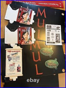 Rare MULAN DISNEY VIDEO STORE DISPLAY STAND UP VHS Masterpiece Sign W Orig Box