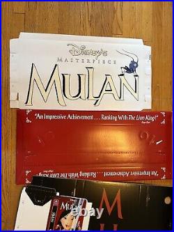 Rare MULAN DISNEY VIDEO STORE DISPLAY STAND UP VHS Masterpiece Sign W Orig Box