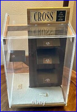 Rare Mid Century Cross Luxury Pen Store Display Case Rotating With lock and key