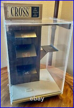 Rare Mid Century Cross Luxury Pen Store Display Case Rotating With lock and key