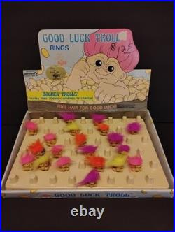 Rare NOS 1990s Russ Good Luck Troll Rings Lot Of 20 Store Display Vintage