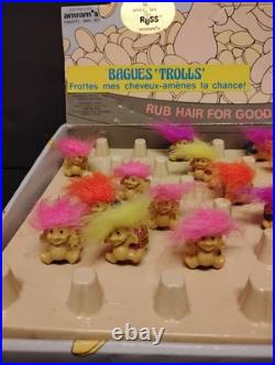 Rare NOS 1990s Russ Good Luck Troll Rings Lot Of 20 Store Display Vintage