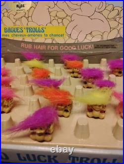 Rare NOS 1990s Russ Good Luck Troll Rings Lot Of 20 Store Display Vintage
