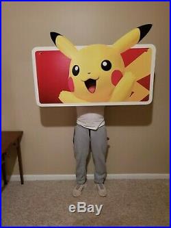 Rare Nintendo Pokemon Huge Pikachu In Store Display Thick Cardboard Cutout