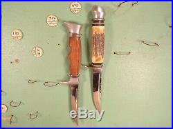 Rare Olsen Knife Co. Vintage Store Display Stag Handles Fixed Blade OK Folding