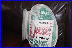 Rare Original Diesel Workwear 2-sided Metal Flange Sign Denim Clothes Levi Lee