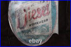 Rare Original Diesel Workwear 2-sided Metal Flange Sign Denim Clothes Levi Lee