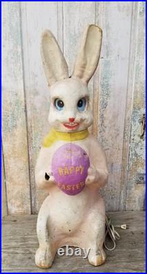 Rare Paper Mache Pulp Store Display Lighted Bunny Rabbit Easter Decor Lg 36 Vtg