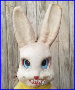 Rare Paper Mache Pulp Store Display Lighted Bunny Rabbit Easter Decor Lg 36 Vtg