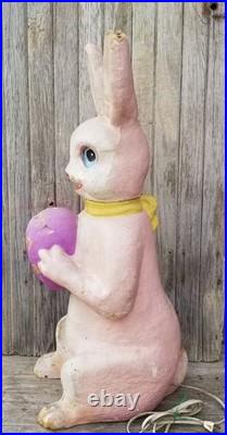 Rare Paper Mache Pulp Store Display Lighted Bunny Rabbit Easter Decor Lg 36 Vtg