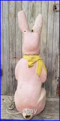 Rare Paper Mache Pulp Store Display Lighted Bunny Rabbit Easter Decor Lg 36 Vtg