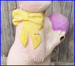Rare Paper Mache Pulp Store Display Lighted Bunny Rabbit Easter Decor Lg 36 Vtg